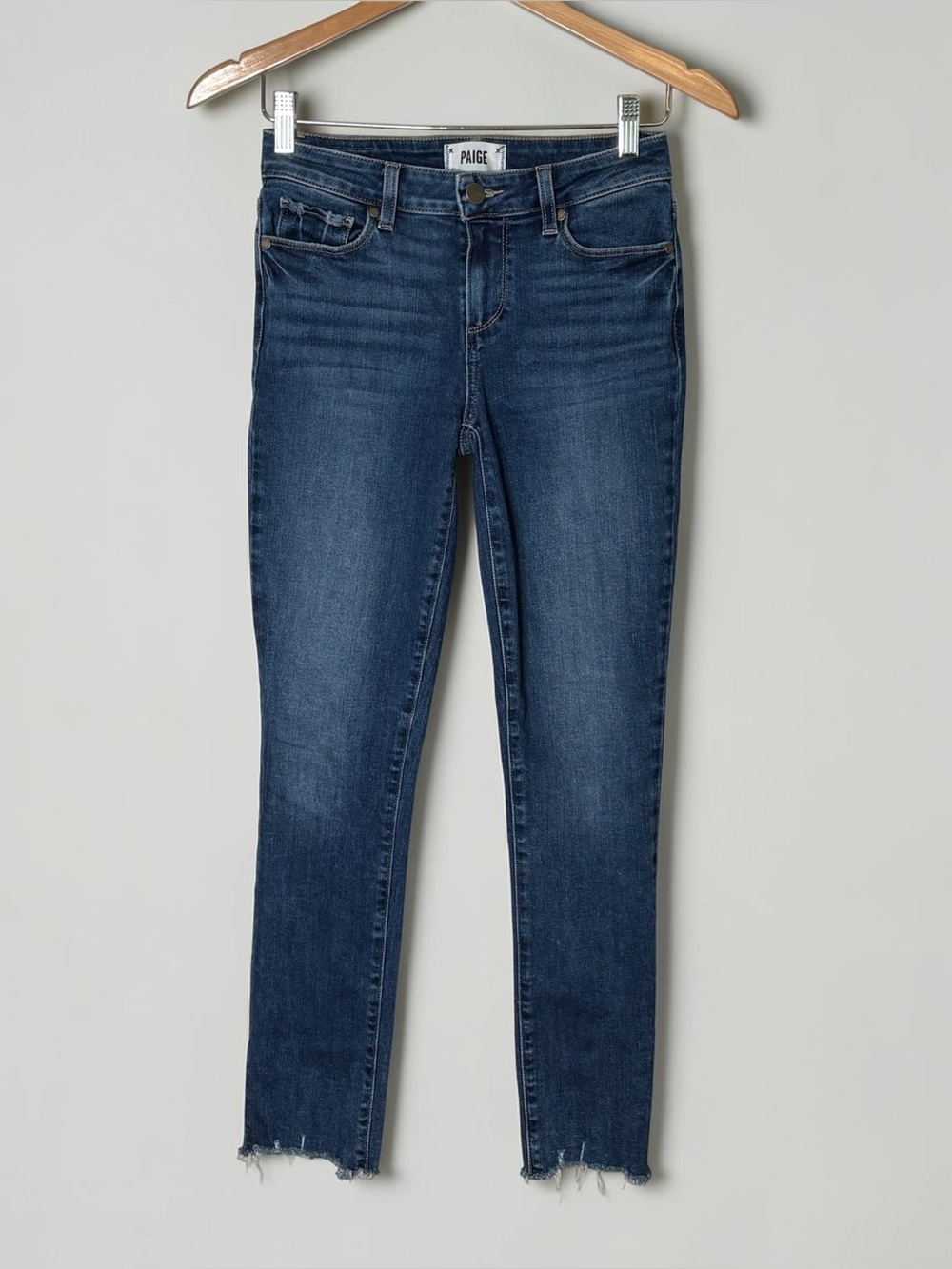 PAIGE Skyline Ankle Peg Ackley Distressed Raw Hem Jeans Size 26